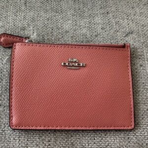 NEW- Coach Leather Mini Skinny ID Case with Key Chain Light Blush